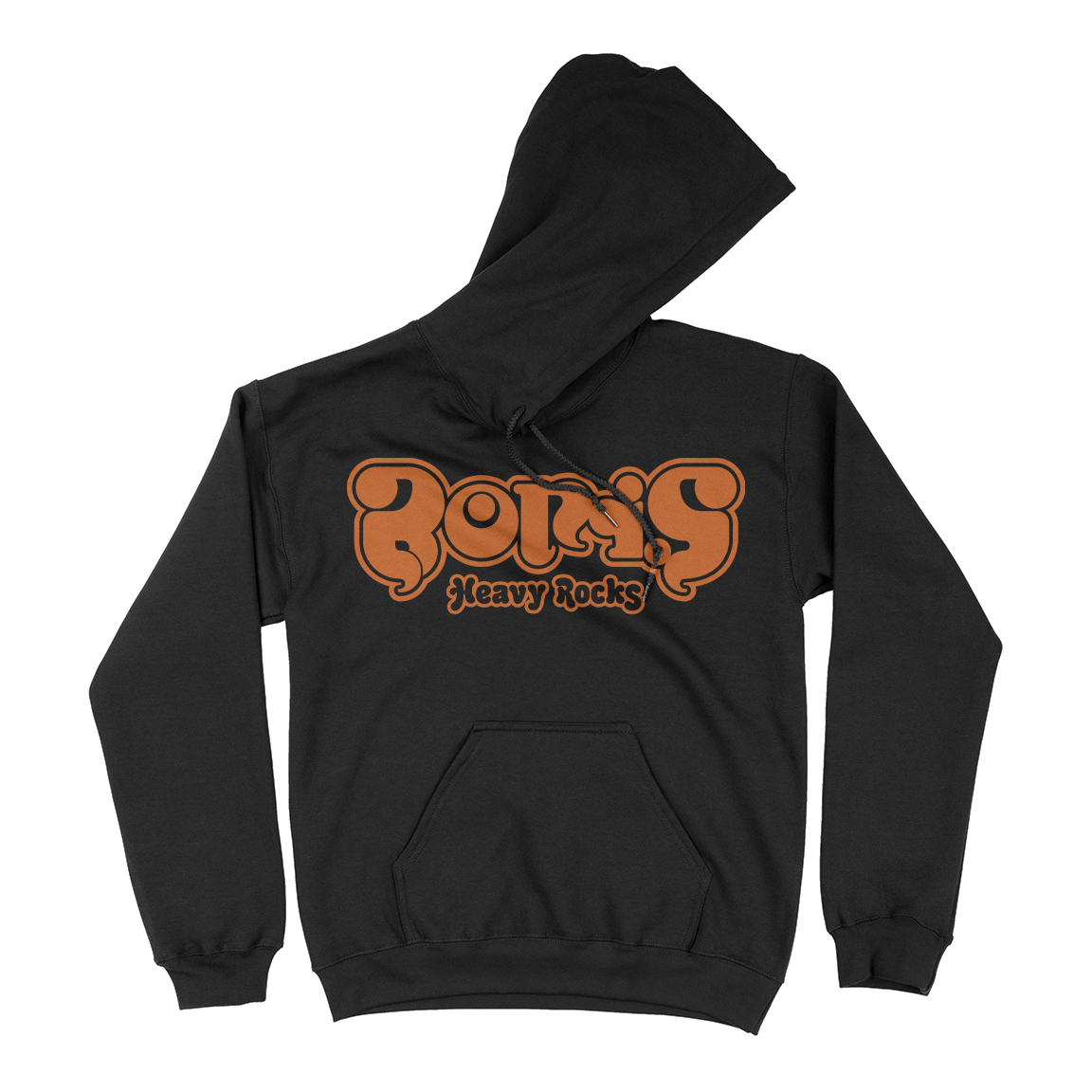 Boris "Heavy Rocks: Orange Logo” Black Hooded Sweatshirt