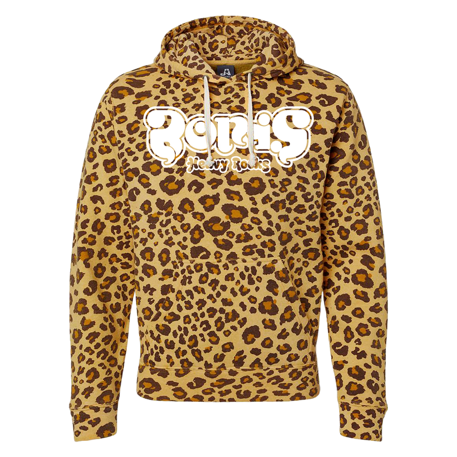 Boris "Heavy Rocks:” White Logo Leopard Hooded Sweatshirt