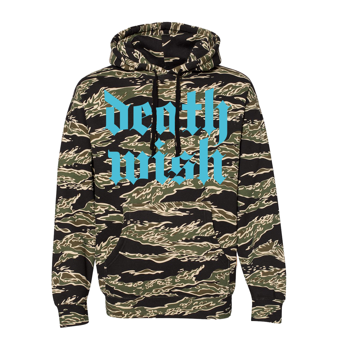 Deathwish "Stacked Logo: Blue" Premium Tiger Camo Sweatshirt
