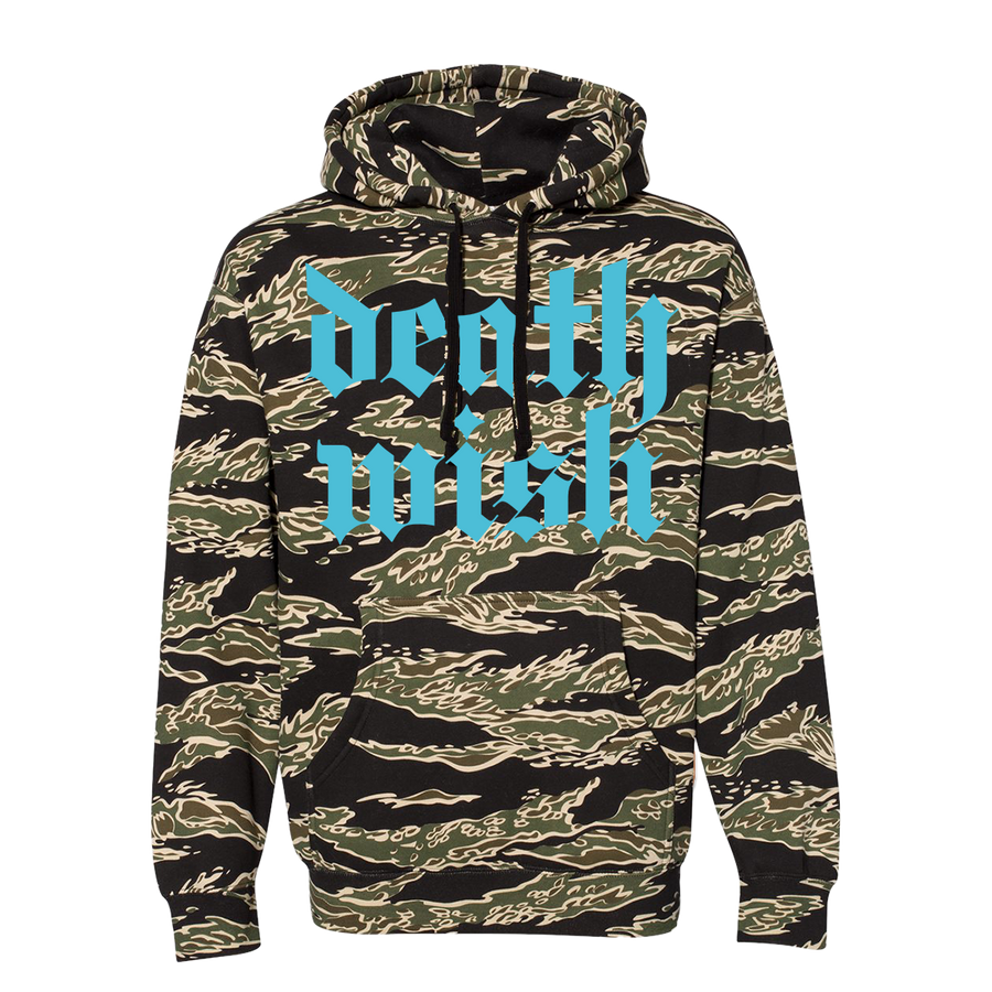Deathwish "Stacked Logo: Blue" Premium Tiger Camo Sweatshirt