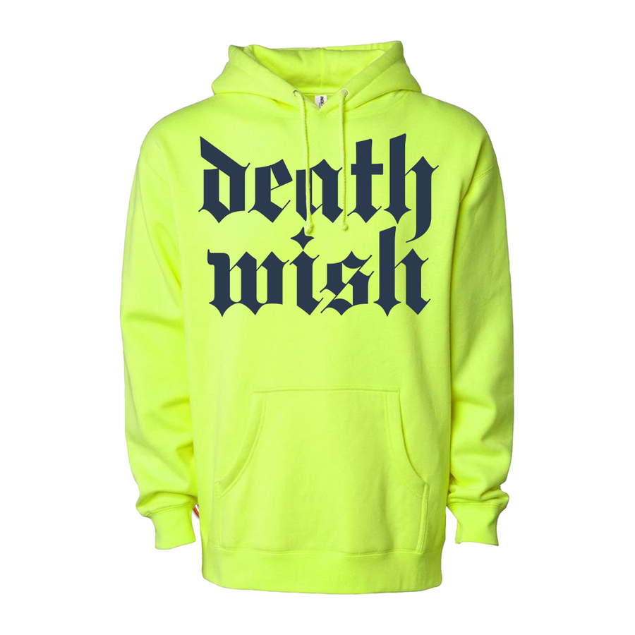 Deathwish "Stacked Logo: Navy" Premium Safety Yellow Sweatshirt