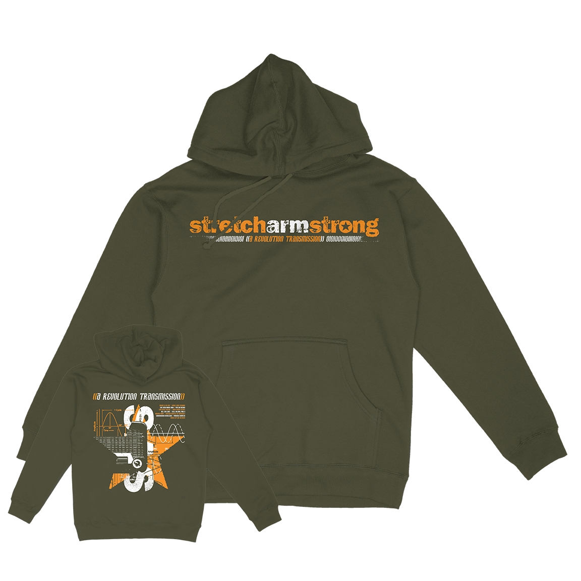 Stretch Arm Strong "Transmission Demolition" Army Hooded Sweatshirt