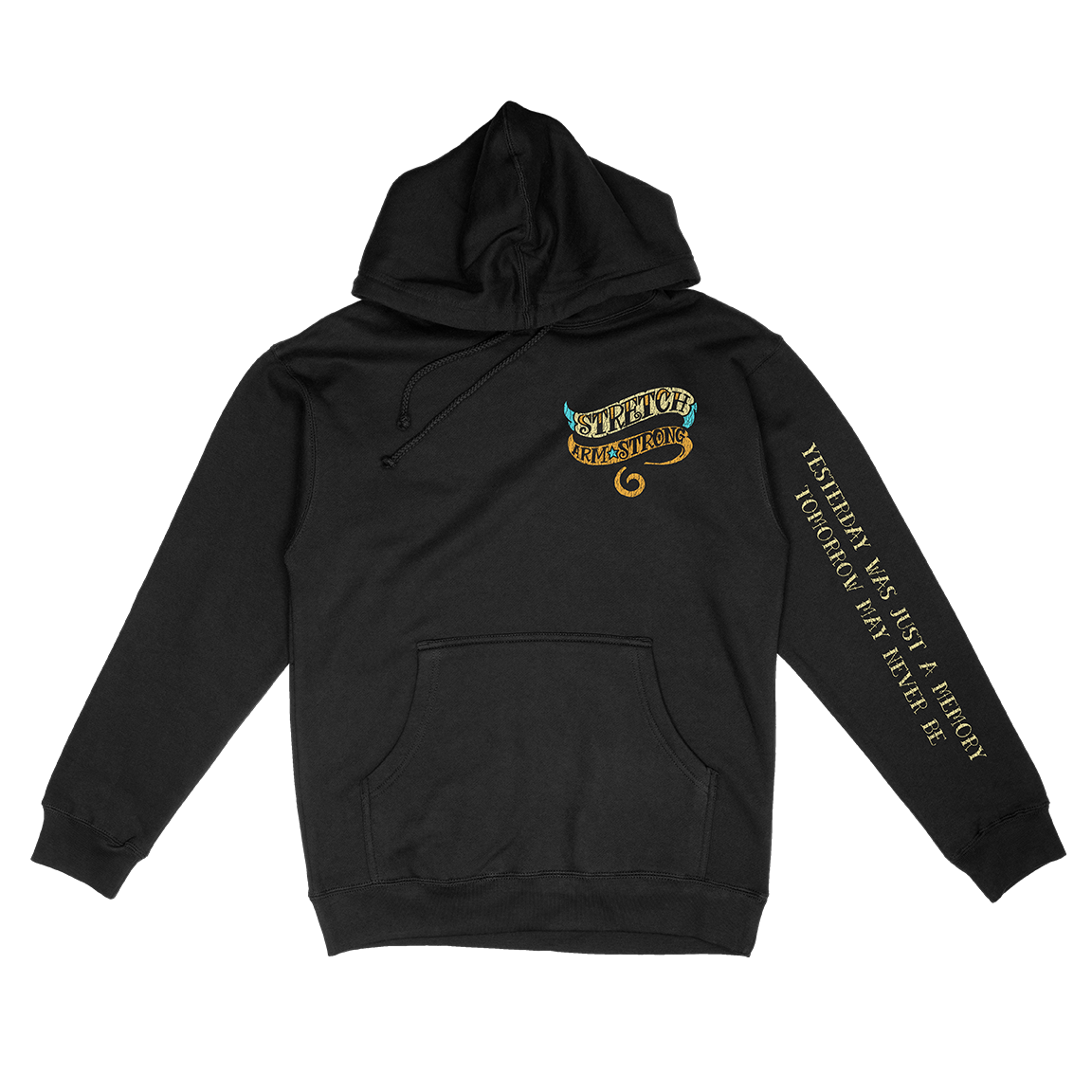 Stretch Arm Strong "Yesterday" Black Hooded Sweatshirt