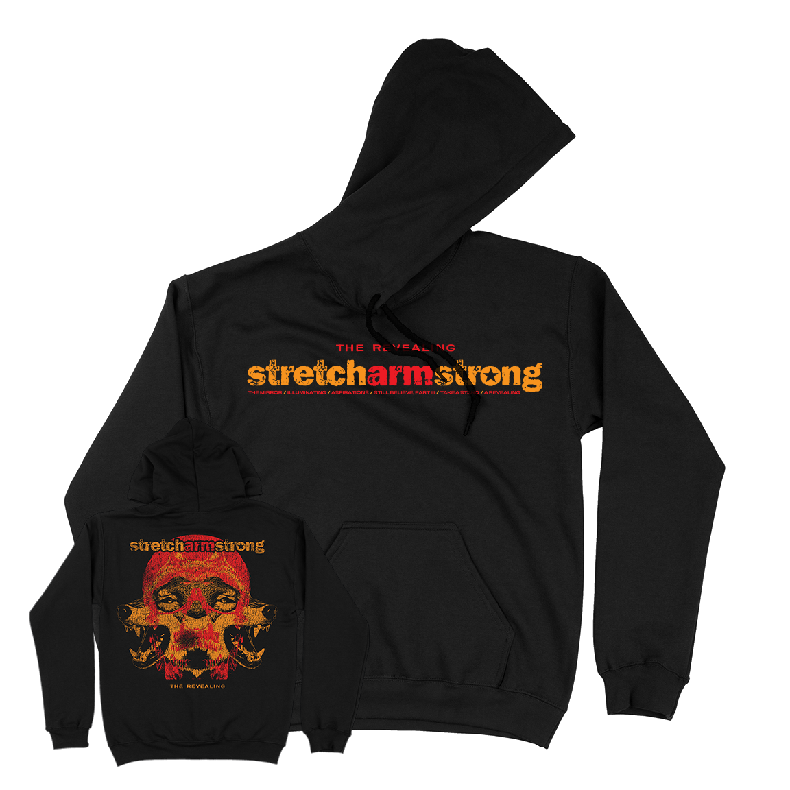 Stretch Arm Strong "Den of Wolves" Black Hooded Sweatshirt