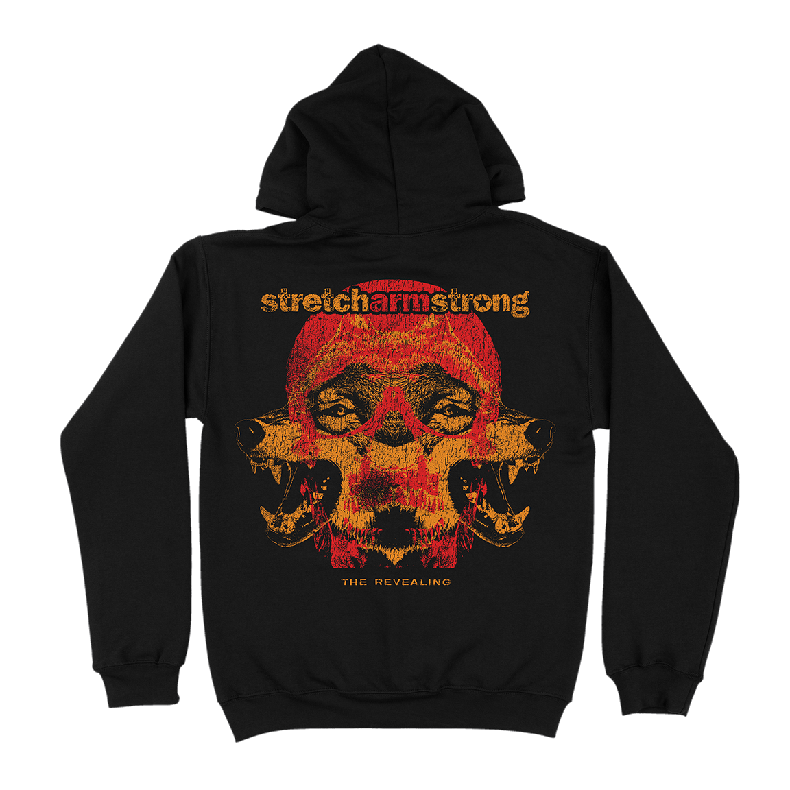 Stretch Arm Strong "Den of Wolves" Black Hooded Sweatshirt