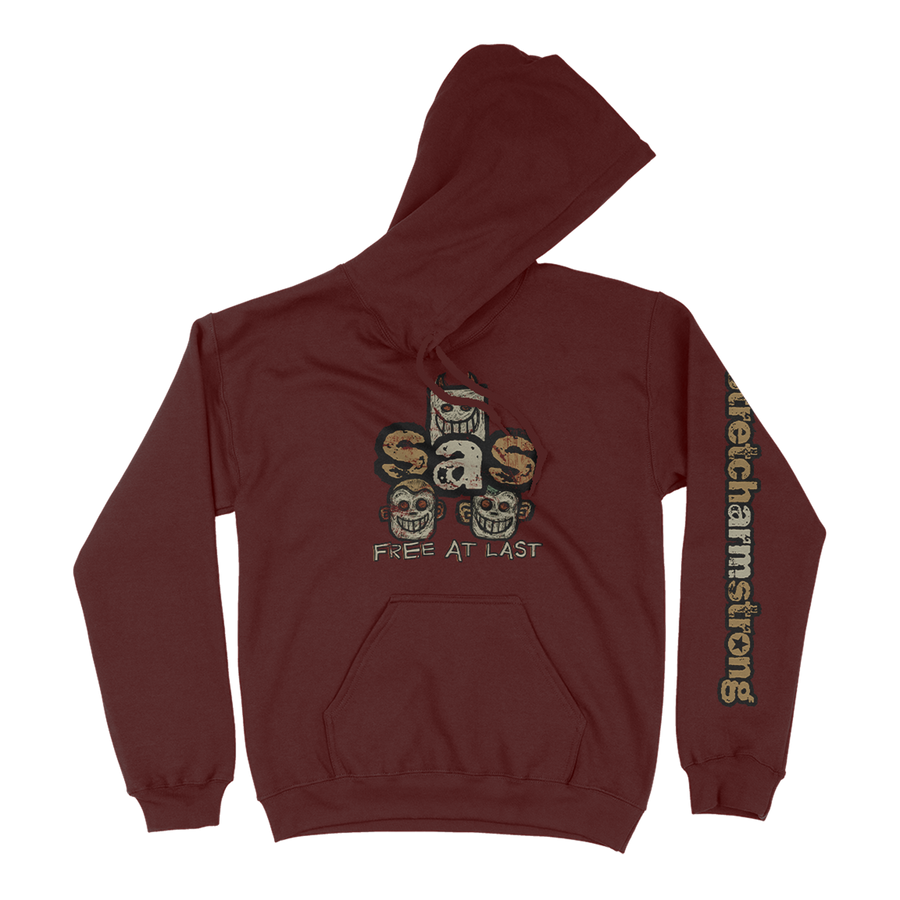 Stretch Arm Strong "Faces" Maroon Hooded Sweatshirt