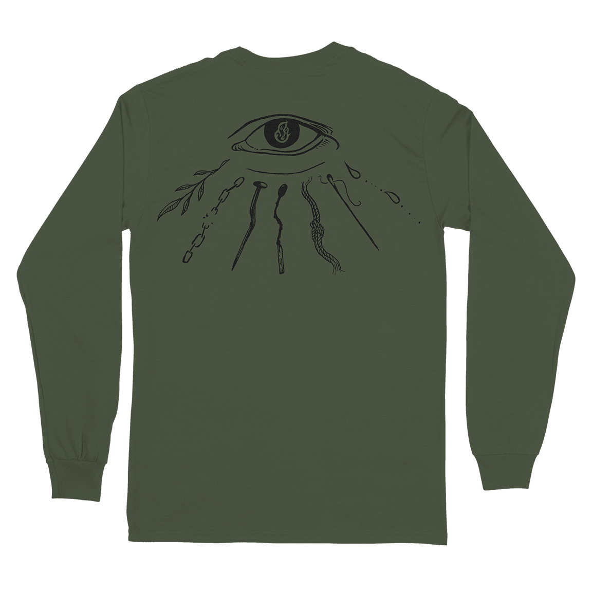 Planes Mistaken For Stars "Eye & Heart" Military Green Longsleeve