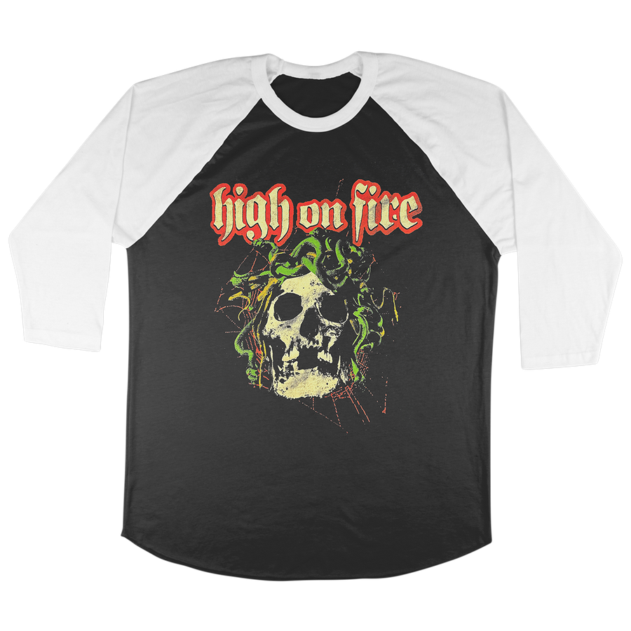 High On Fire "Medusa" White / Black Baseball Tee