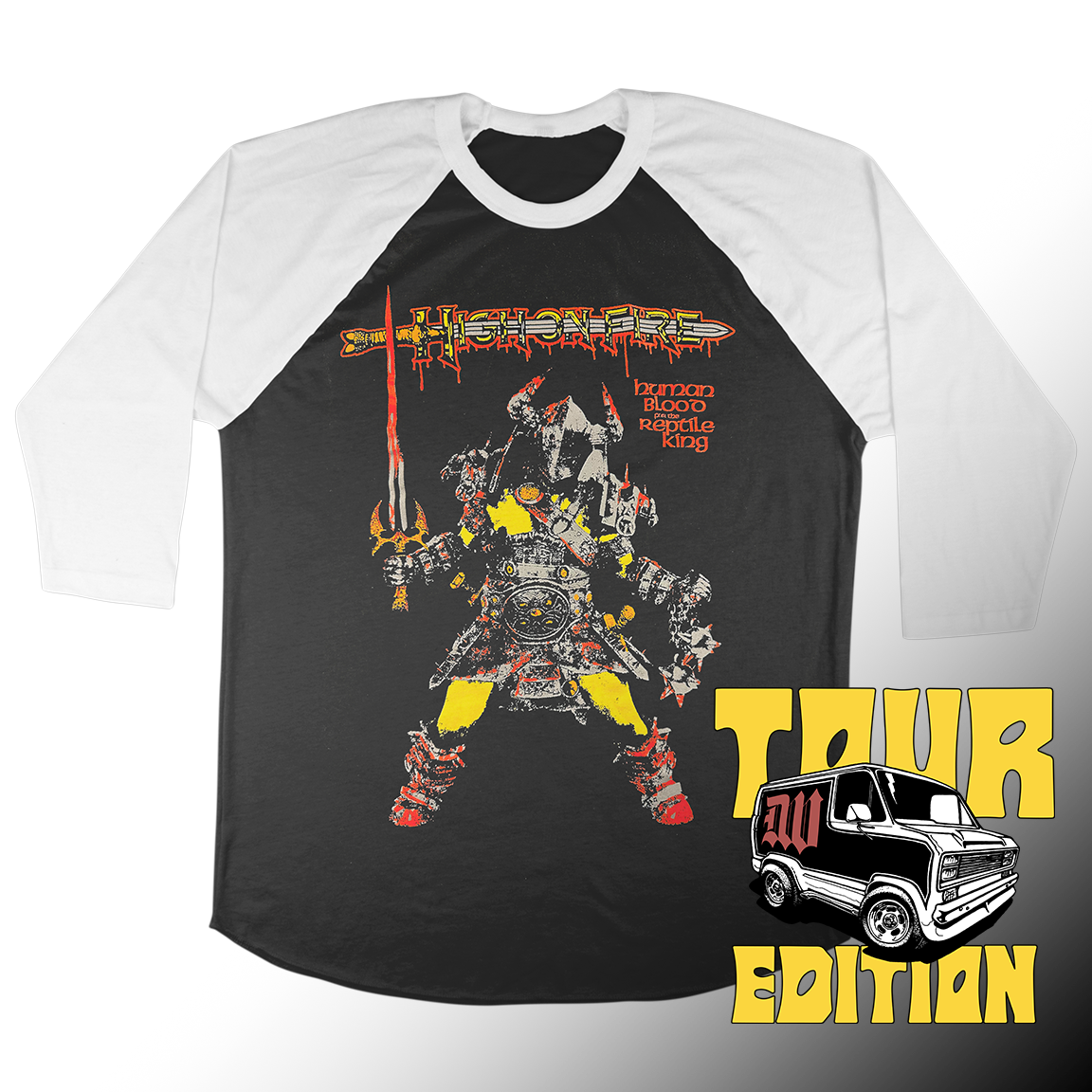 High On Fire "Sword" White / Black Baseball Tee