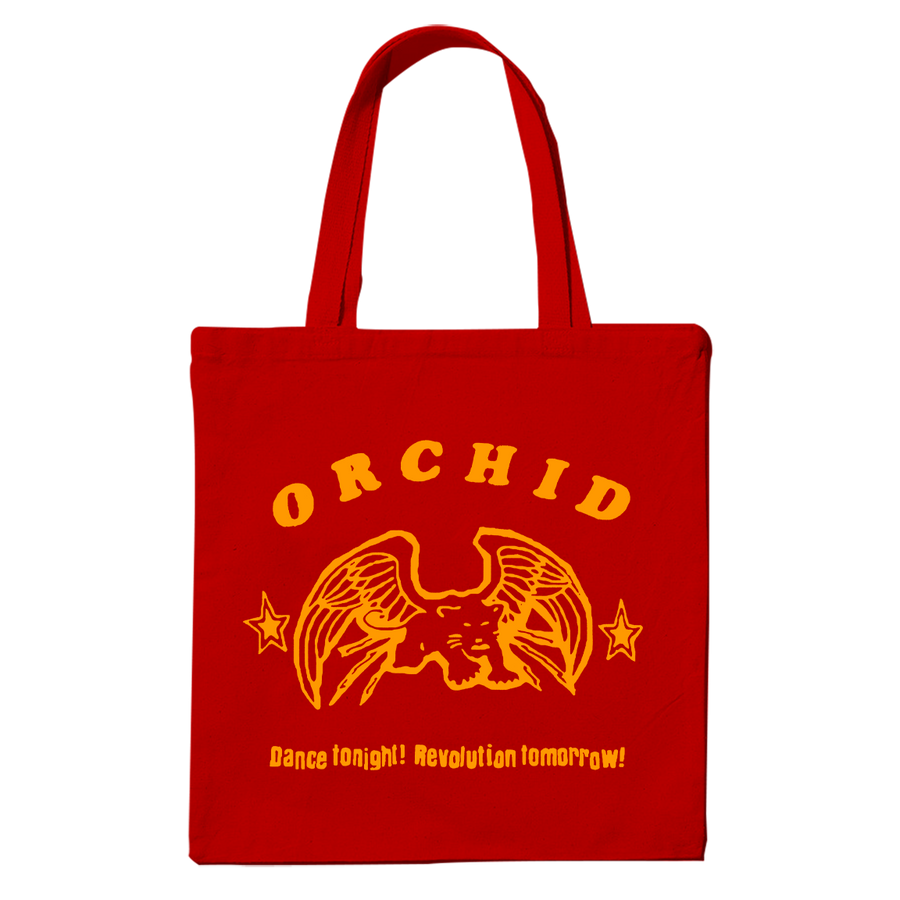 Orchid "Dance Tonight! Revolution Tomorrow!" Red Tote Bag