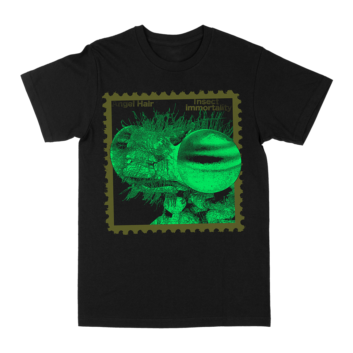 Angel Hair "Insect Immortality: Green” Black T-Shirt