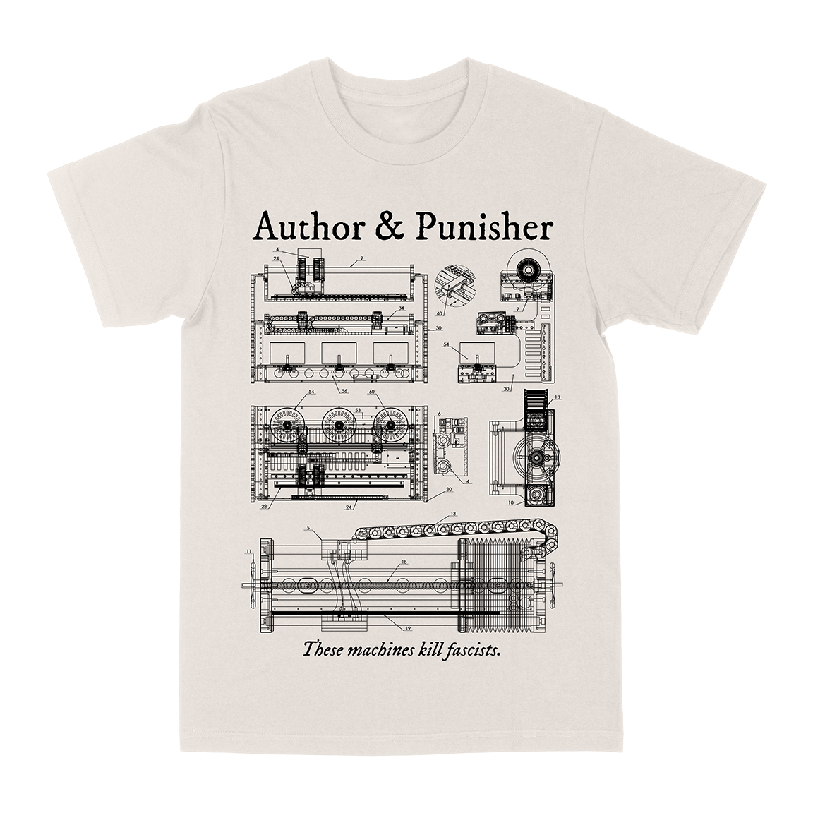 Author & Punisher "These Machines Kill Fascists" Vintage White T-Shirt