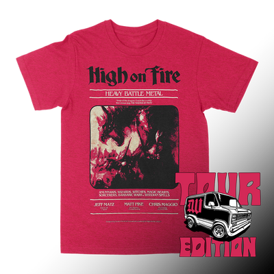 High On Fire "Heavy Battle Metal" Heather Red T-Shirt