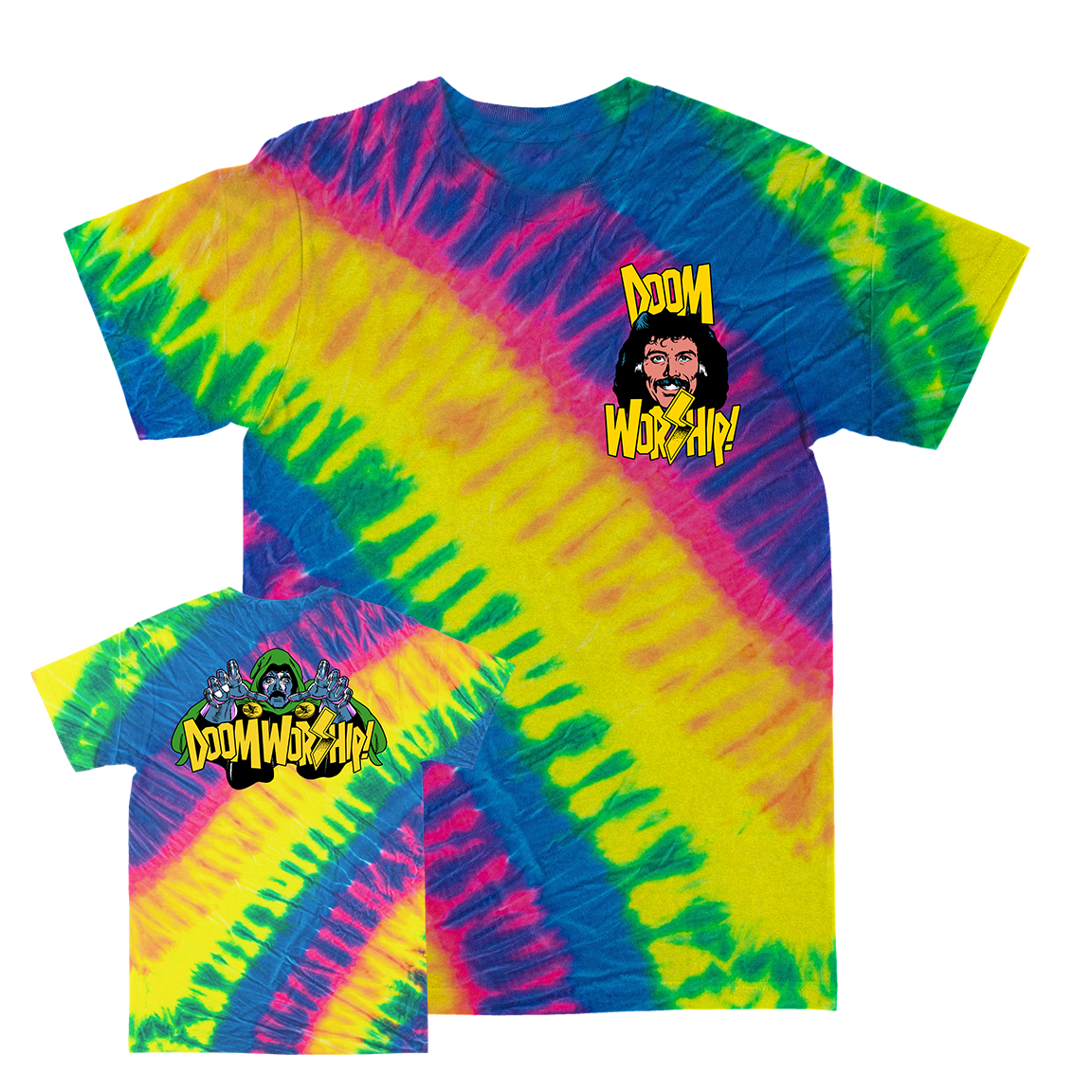 Juan Machado "Doomworship! Two" Flo Rainbow Tie-Dye T-Shirt
