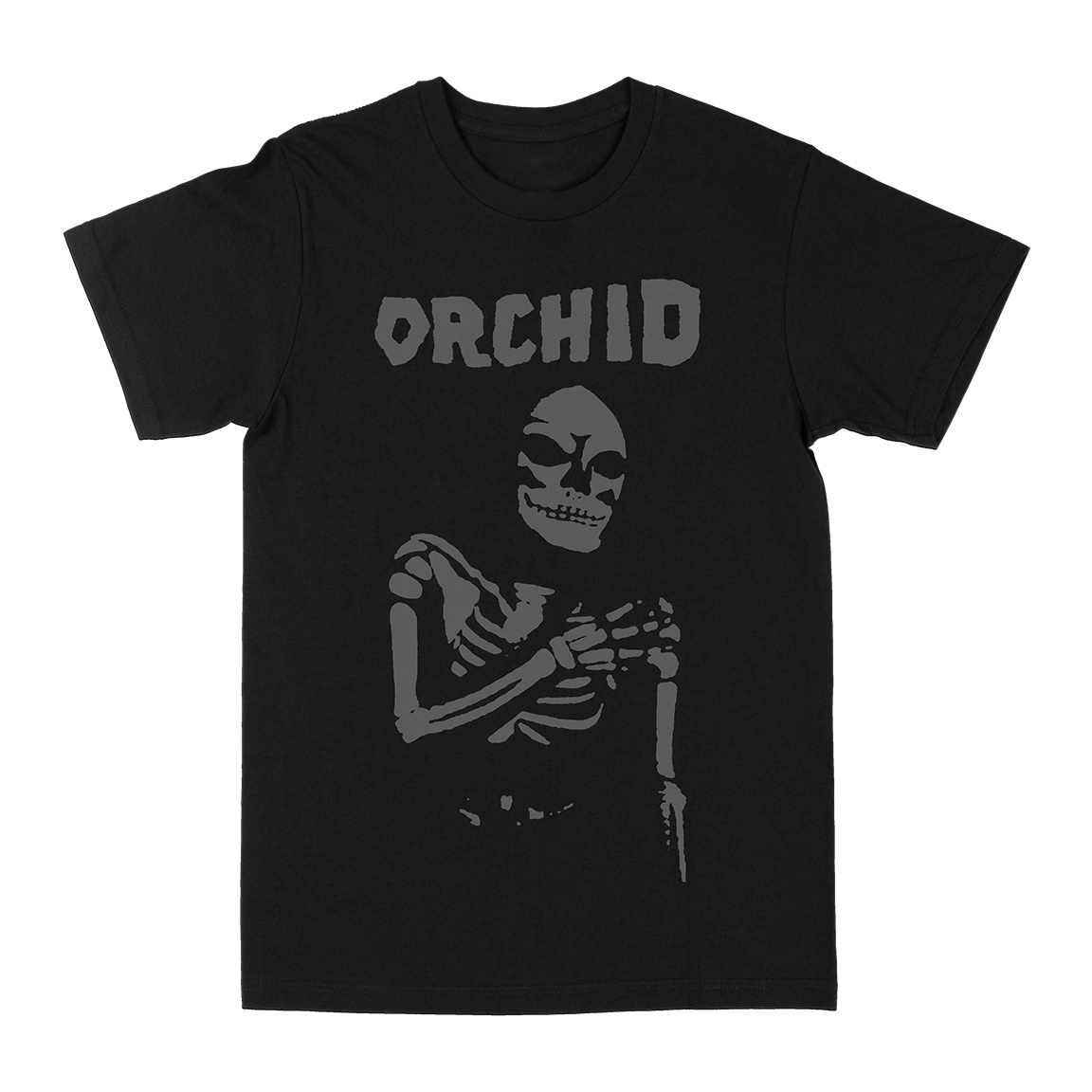 Orchid "Chaos Skeleton: Silver" Black T-Shirt