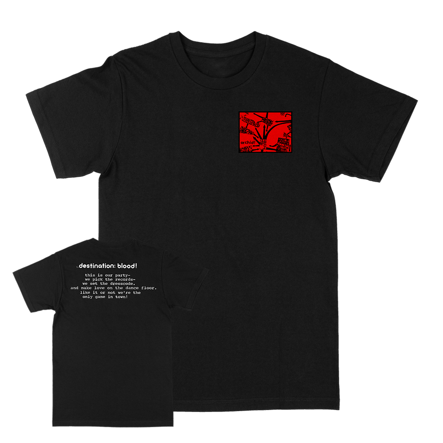 Orchid βDestination Blood!β Black T-Shirt