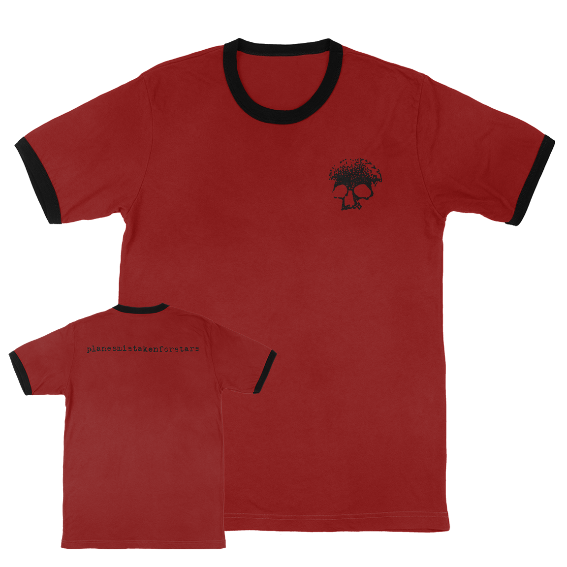 Planes Mistaken For Stars "Skull" Red & Black Ringer T-Shirt