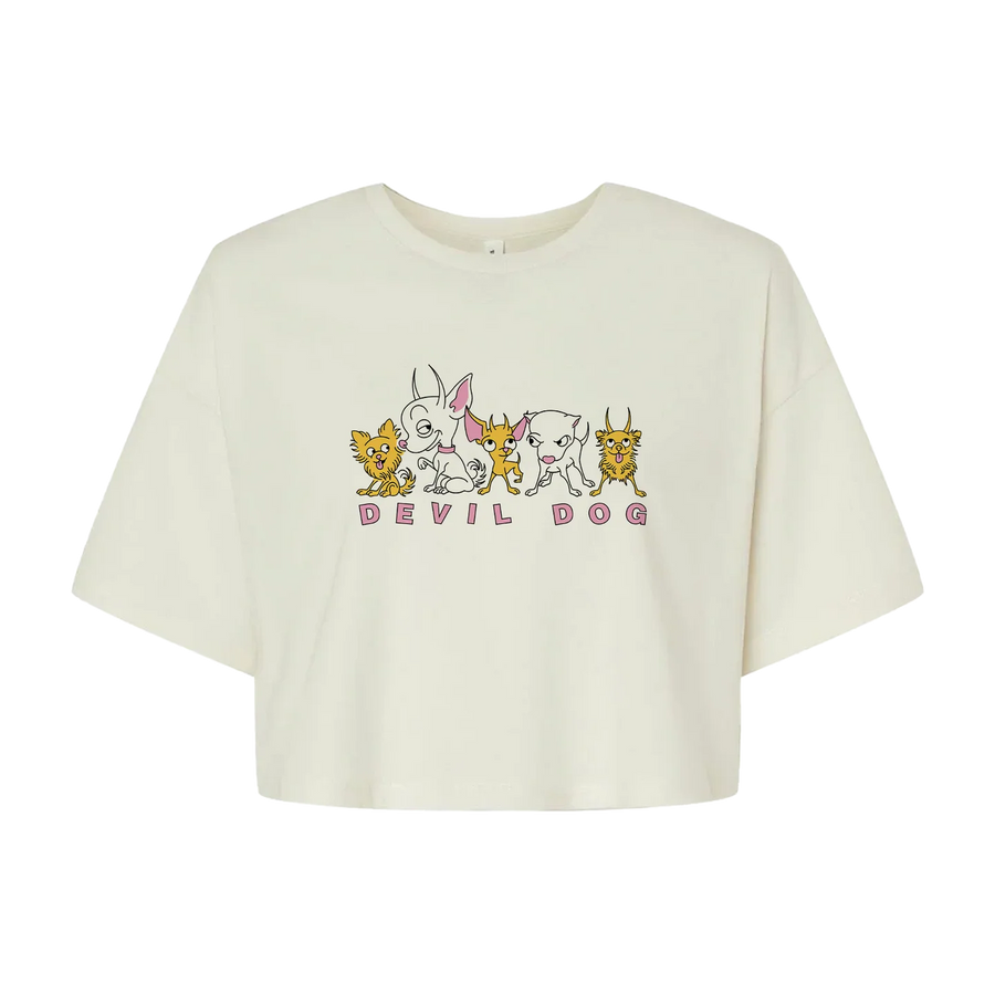 Devil Dog "Chihuahua" Vintage White Crop