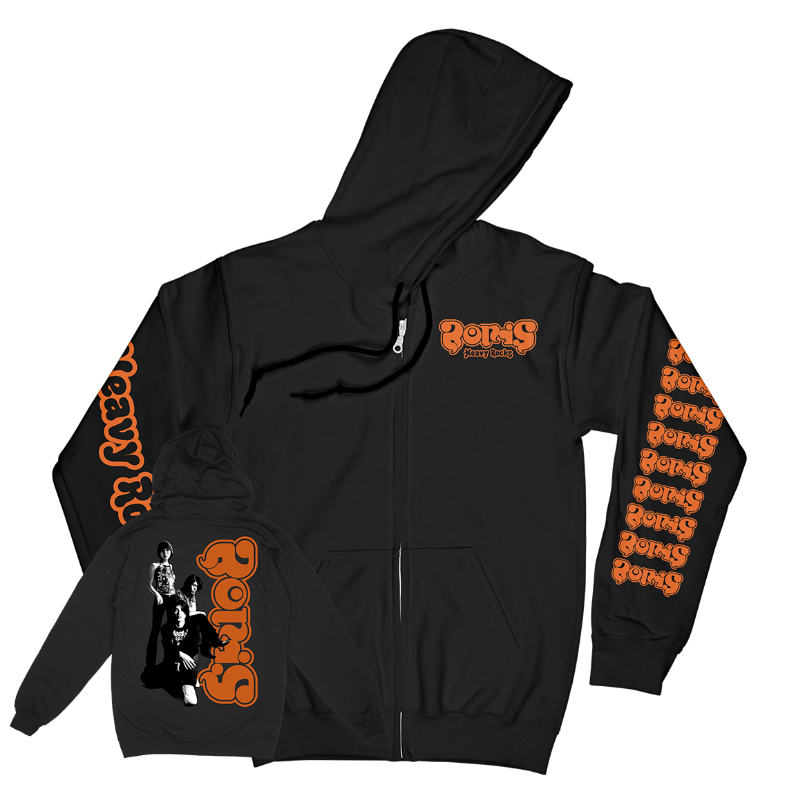 Boris "Heavy Rocks" Premium Black Hooded Sweatshirt