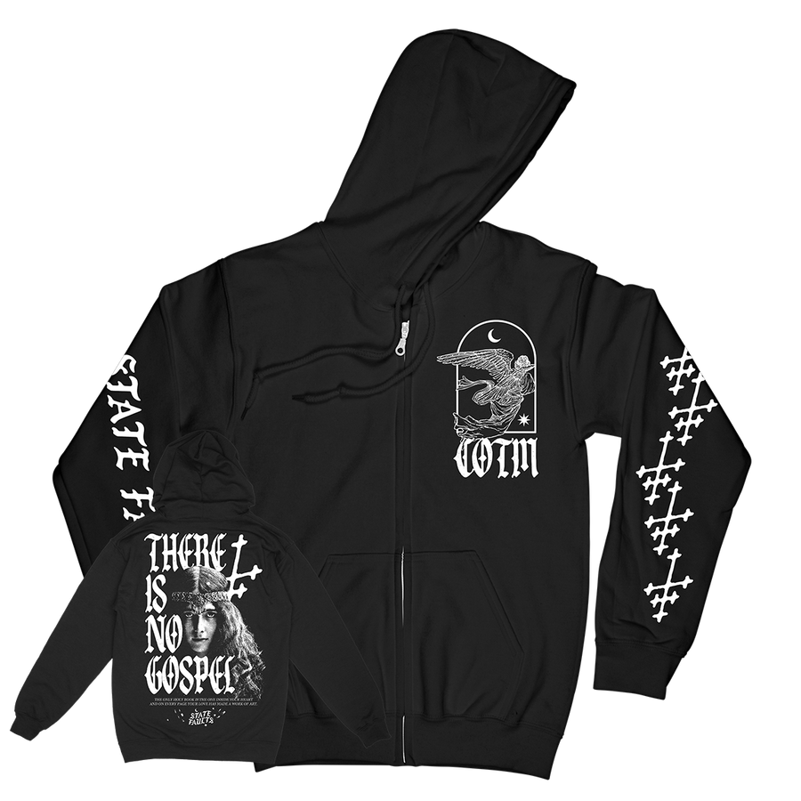 State Faults βNo Gospelβ Black Zip Up Sweatshirt