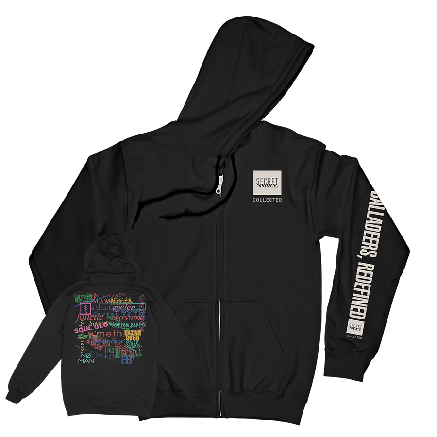 Secret Voice βBalladeers, Redefinedβ Black Zip Up Sweatshirt