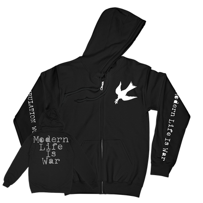 Modern Life Is War "Fallen Dove' Black Premium Zip Up Sweatshirt