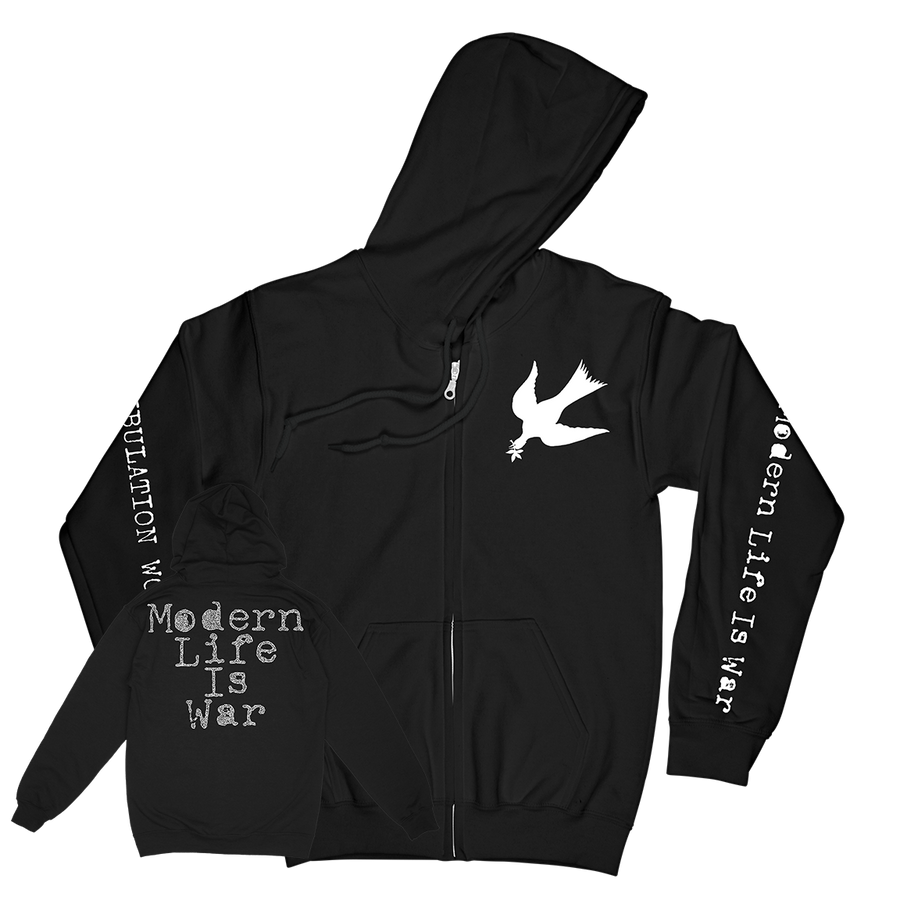 Modern Life Is War "Fallen Dove' Black Premium Zip Up Sweatshirt