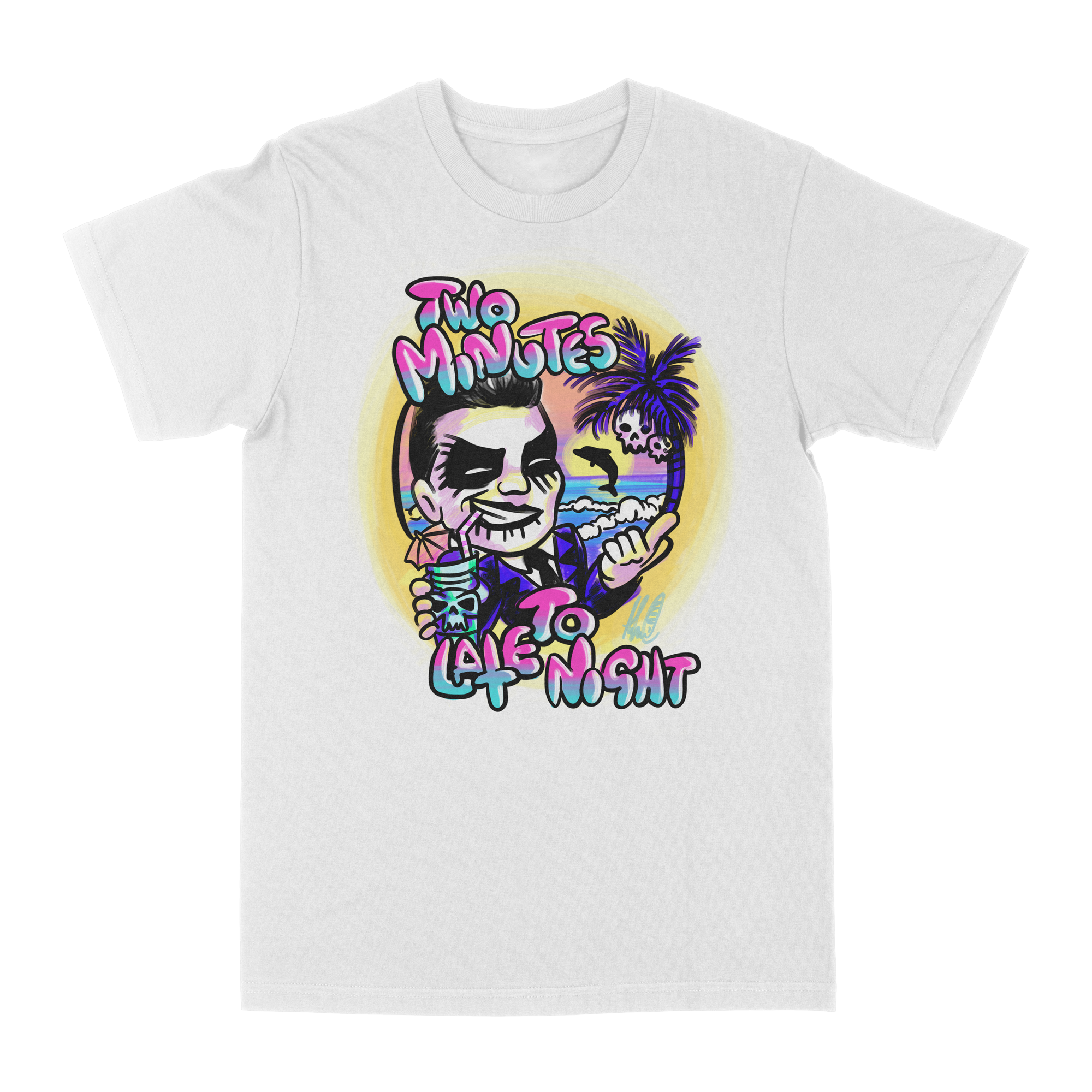 Two Minutes To Late Night "Air Brush" White T-Shirt
