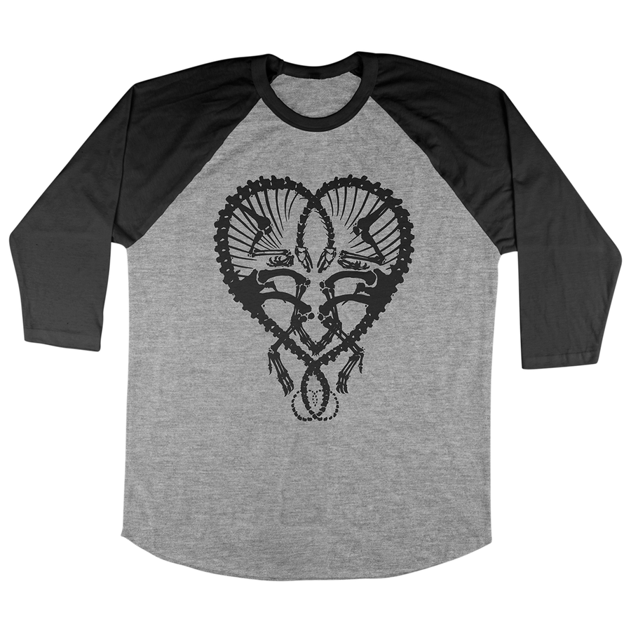 Dan McCarthy "Dino Heart: Black" Black / Heather Charcoal Baseball Tee