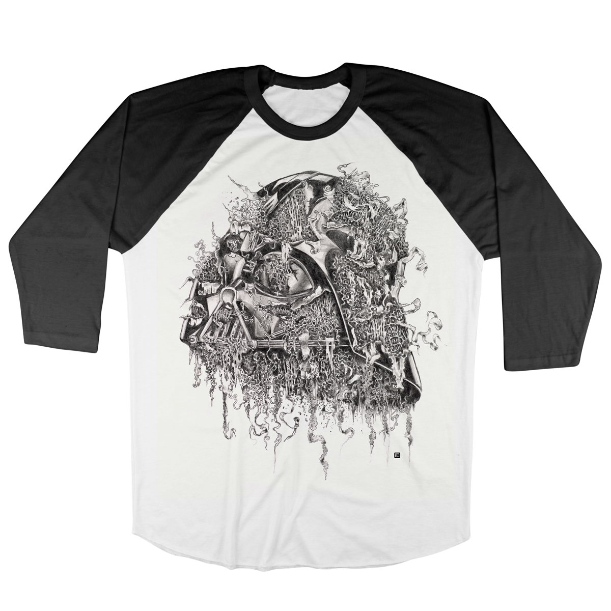 Seldon Hunt "Decayed Toons: Darth " White / Black Baseball Tee
