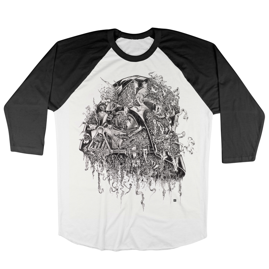 Seldon Hunt "Decayed Toons: Darth " White / Black Baseball Tee