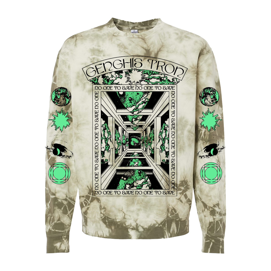 Genghis Tron "Great Mother" Premium Olive Tie-Dyed Crewneck