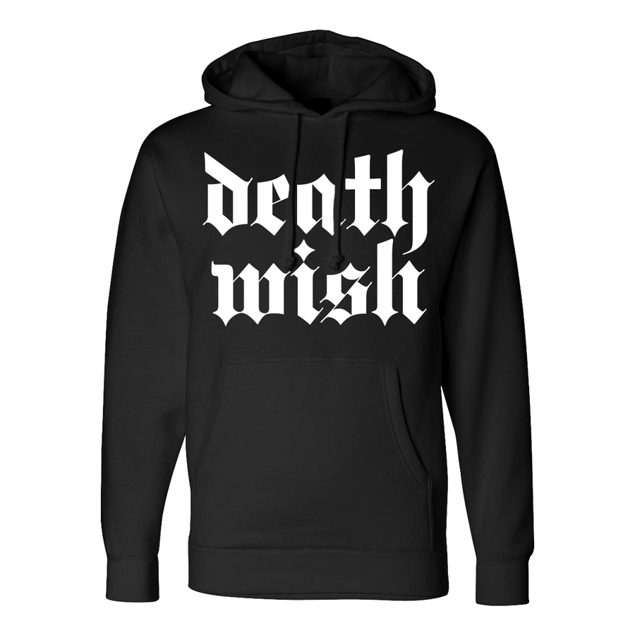 Deathwish βStacked Logo: Whiteβ Premium Black Sweatshirt