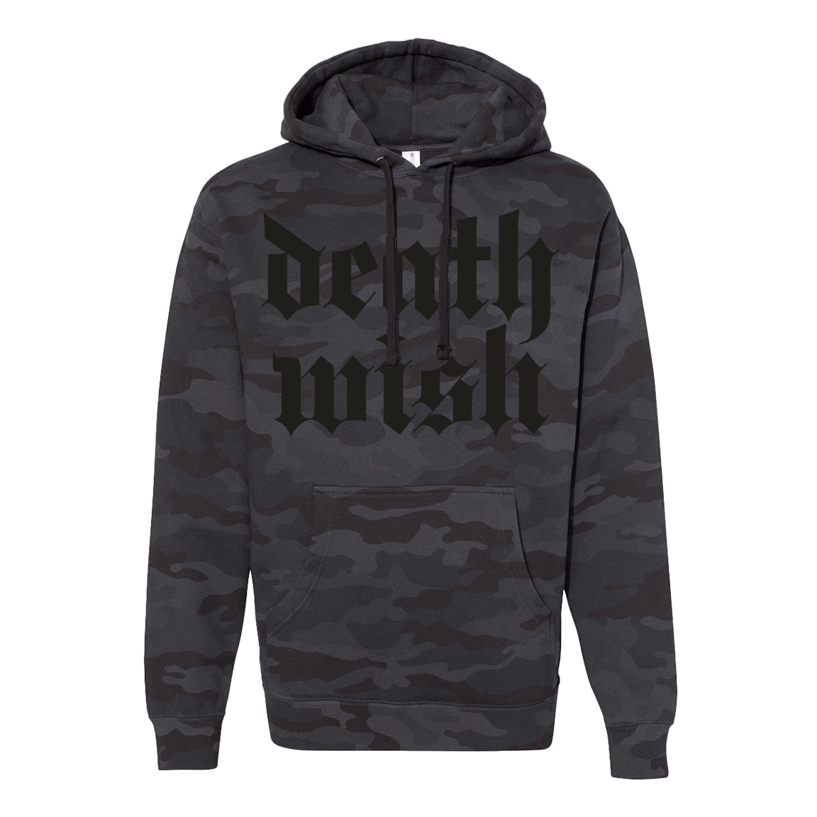 Deathwish "Stacked Logo: Black” Premium Black Camo Sweatshirt