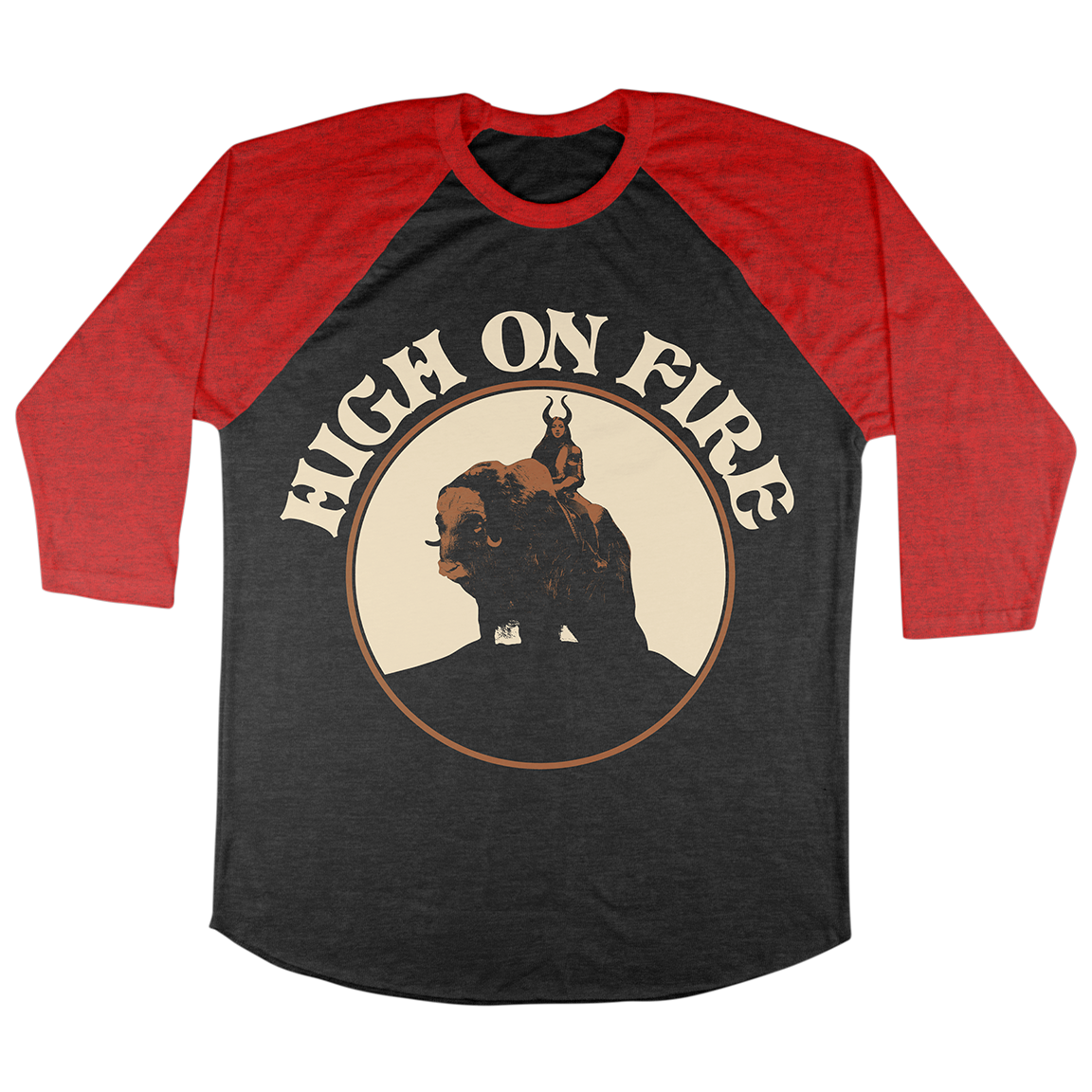 High On Fire “Musk Ox Rider” Black / Red Baseball Tee