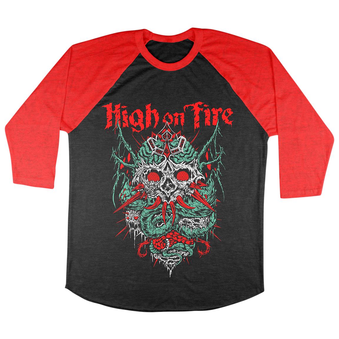 High On Fire “Skinner” Vintage Red / Black Baseball Tee