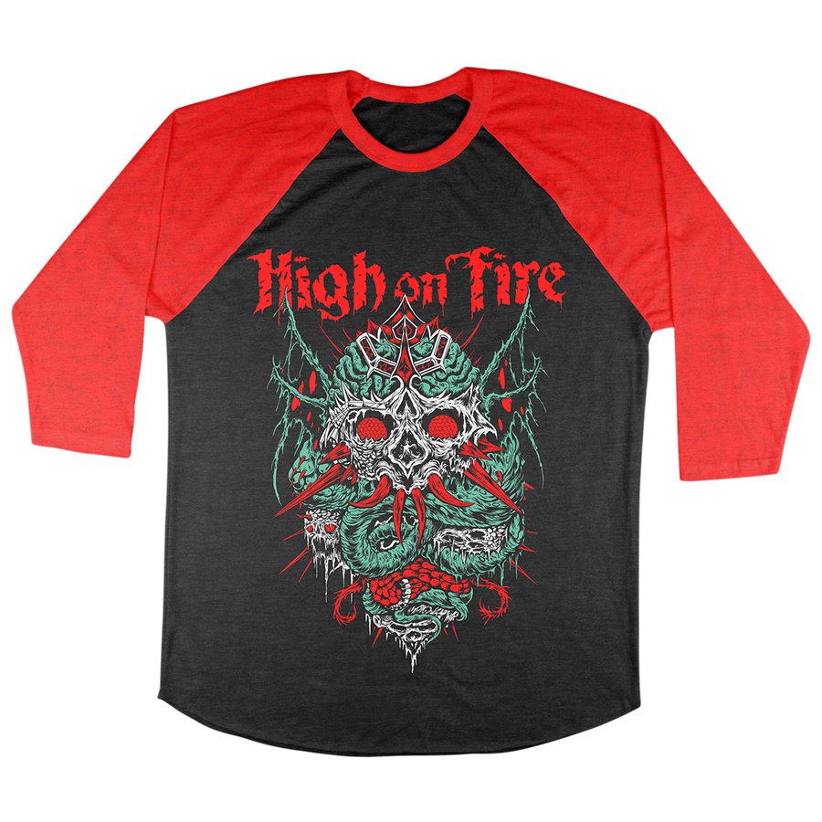 High On Fire βSkinnerβ Vintage Red / Black Baseball Tee