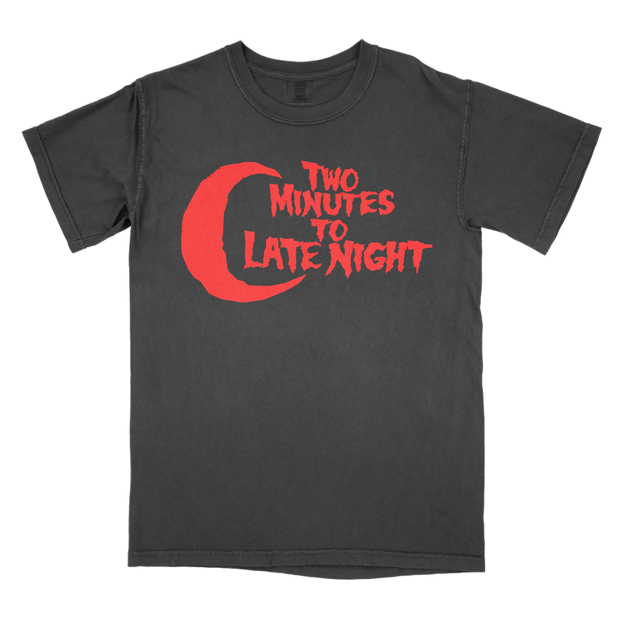 Two Minutes To Late Night "Logo: Red" Premium Black T-Shirt