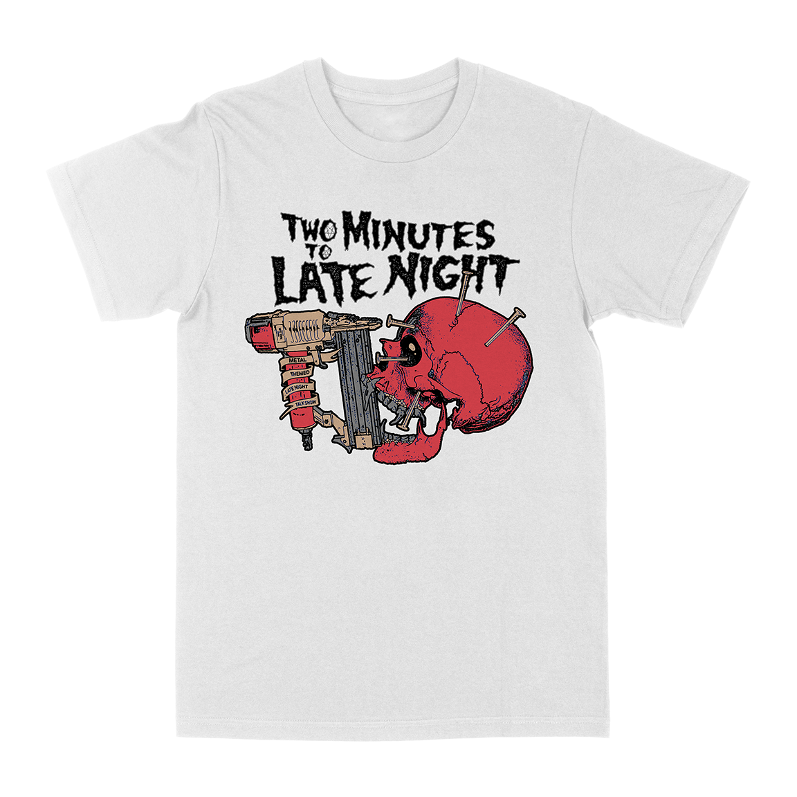 Two Minutes To Late Night "Pushead Skull" White T-Shirt
