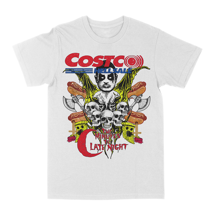 Two Minutes To Late Night βCostco Hellsaleβ White T-Shirt