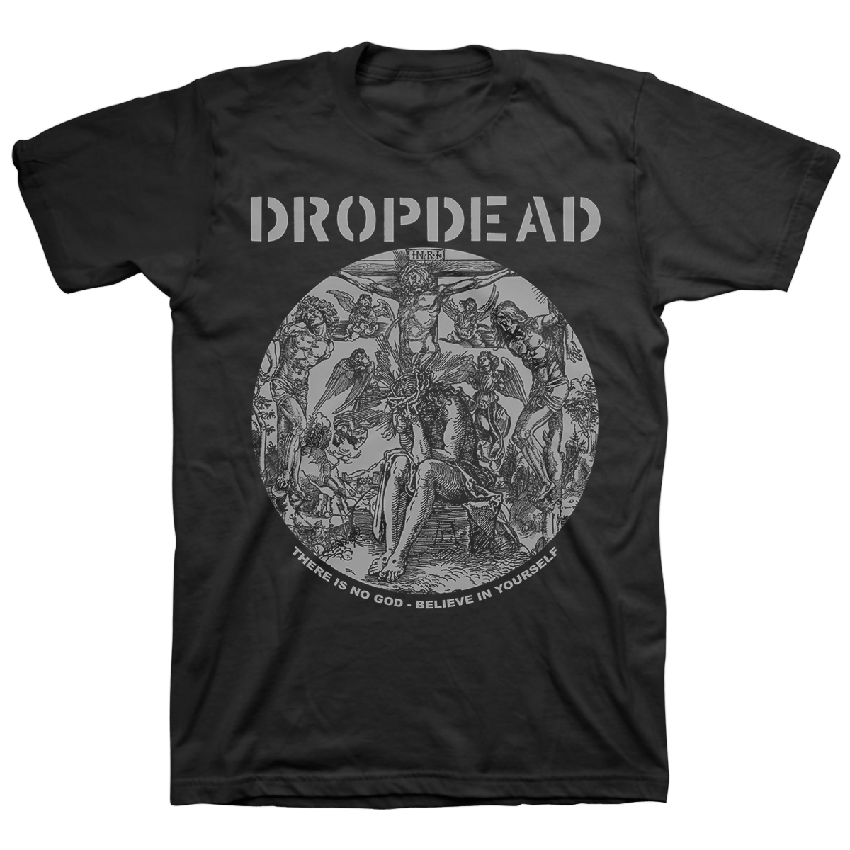 Dropdead "There Is No God: Grey" Black T-Shirt