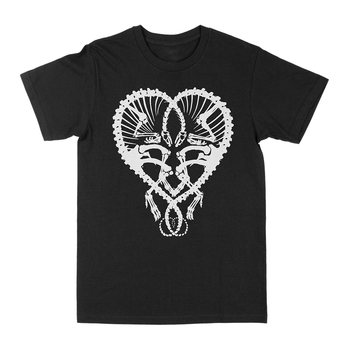 Dan McCarthy "Dino Heart: White" Black T-Shirt