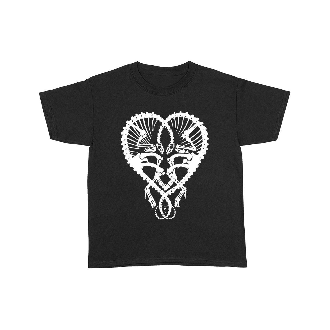 Dan McCarthy "Dino Heart: White" Black Youth T-Shirt
