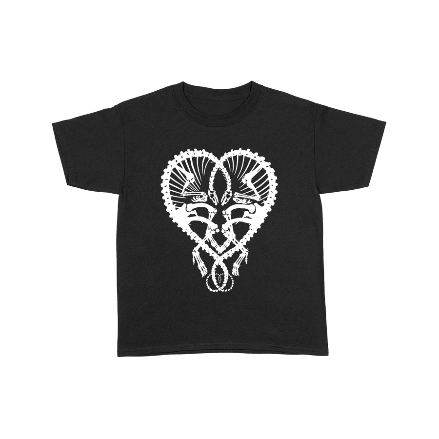 Dan McCarthy "Dino Heart: White" Black Youth T-Shirt