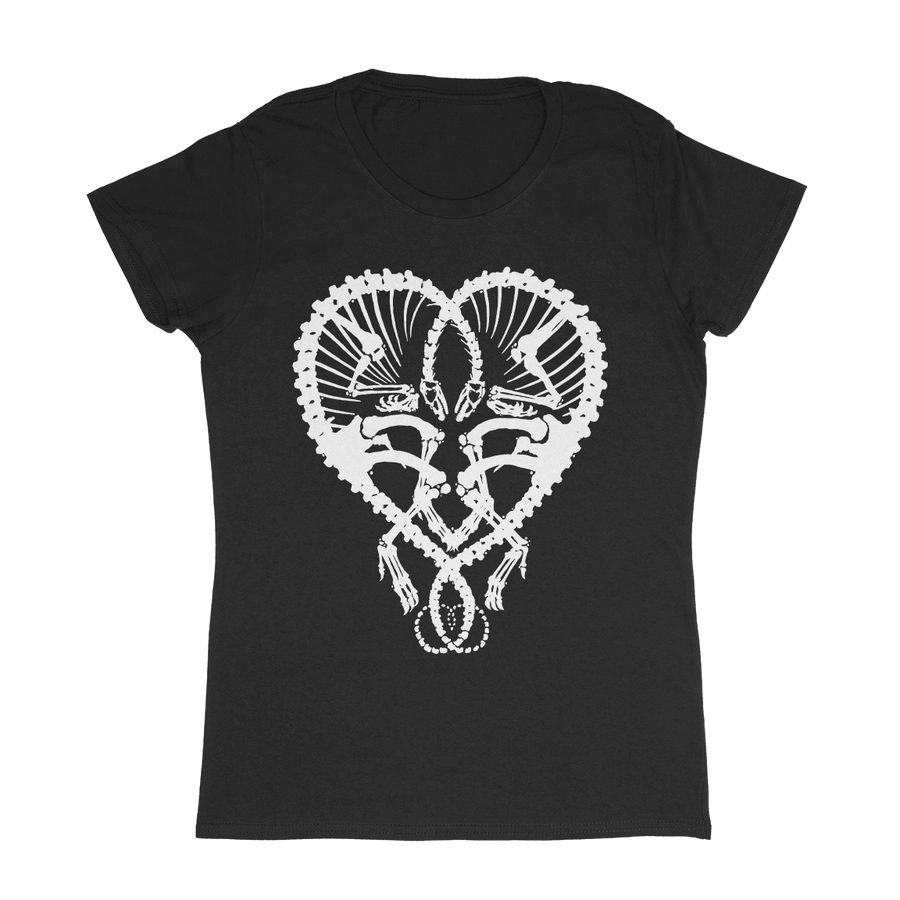 Dan McCarthy "Dino Heart: White" Black Women's T-Shirt