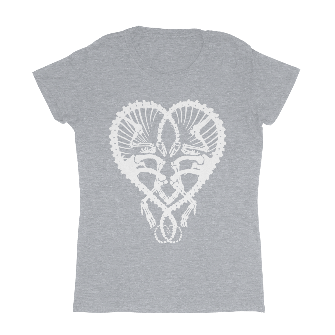 Dan McCarthy "Dino Heart: White" Light Heather Grey Women's T-Shirt