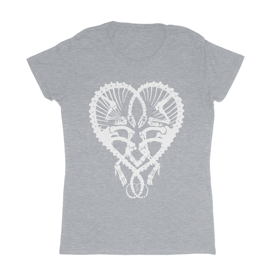Dan McCarthy "Dino Heart: White" Light Heather Grey Women's T-Shirt