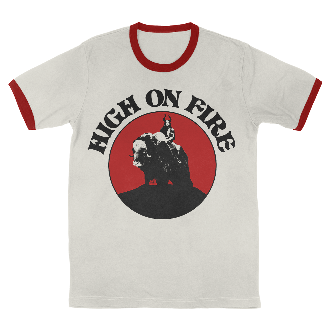High On Fire “Musk Ox Rider” Vintage White / Rio Red Ringer T-Shirt
