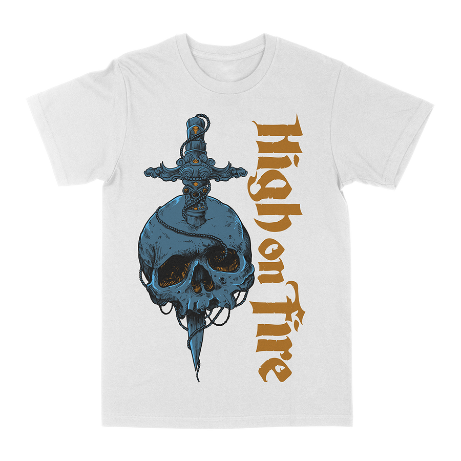 High On Fire βSkull Knifeβ White T-Shirt