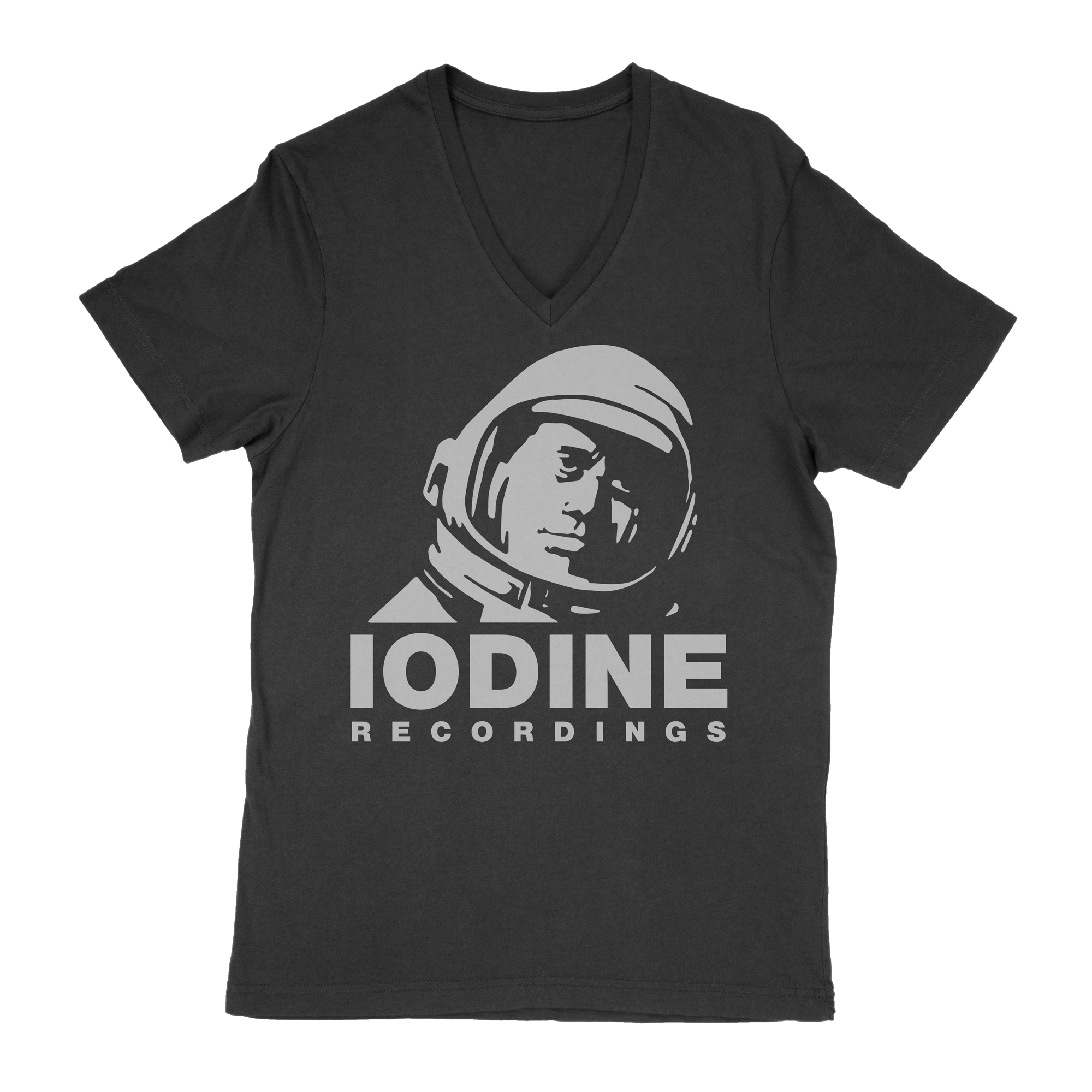 Iodine Recordings "Spaceman Logo" Black Women's V-Neck T-Shirt